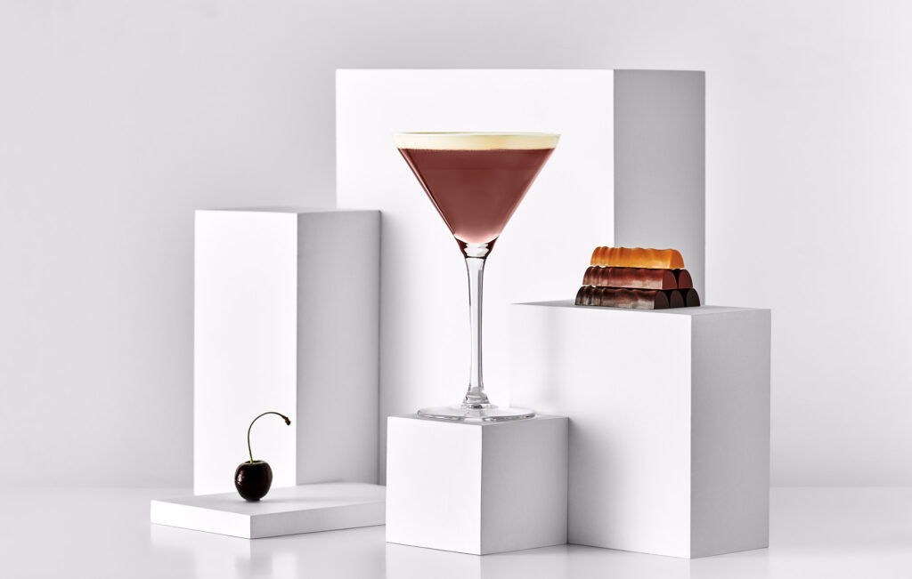 Black forest gateau cocktail, Photo shot by Mark Wildsmith from Wildsmith photography Sheffields food photographer. Photographed by Mark from Wildsmith Photography. Commercial food photographer and drink photographer based in London and Sheffield.